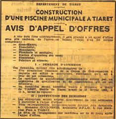 APPEL D OFFRE PISCINE TIARET
